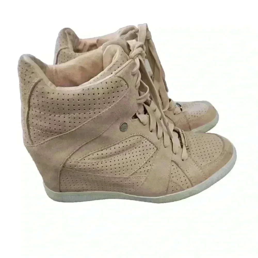Coach Women's Pale Pink Alexis Suede Hidden Wedge Sneaker  9